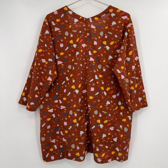 Madewell Short Robe Jacket Terazzo Bunt Umber Open Front Kimono Jacket Small - Picture 5 of 11
